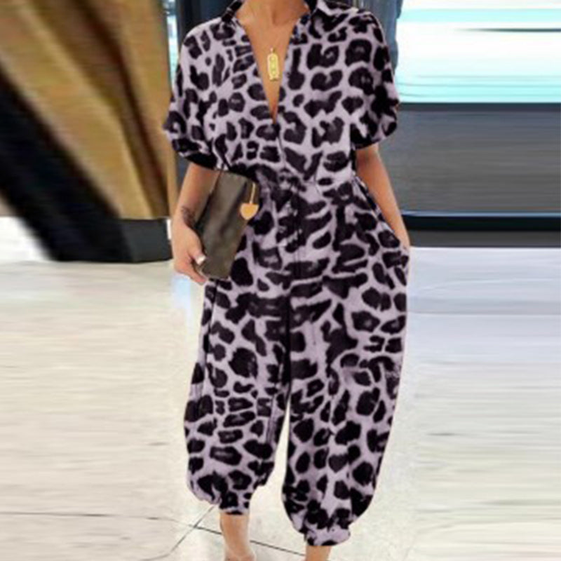 đâšNĆi gomb alkalmi laza laza rövid ujjĂș jumpsuit