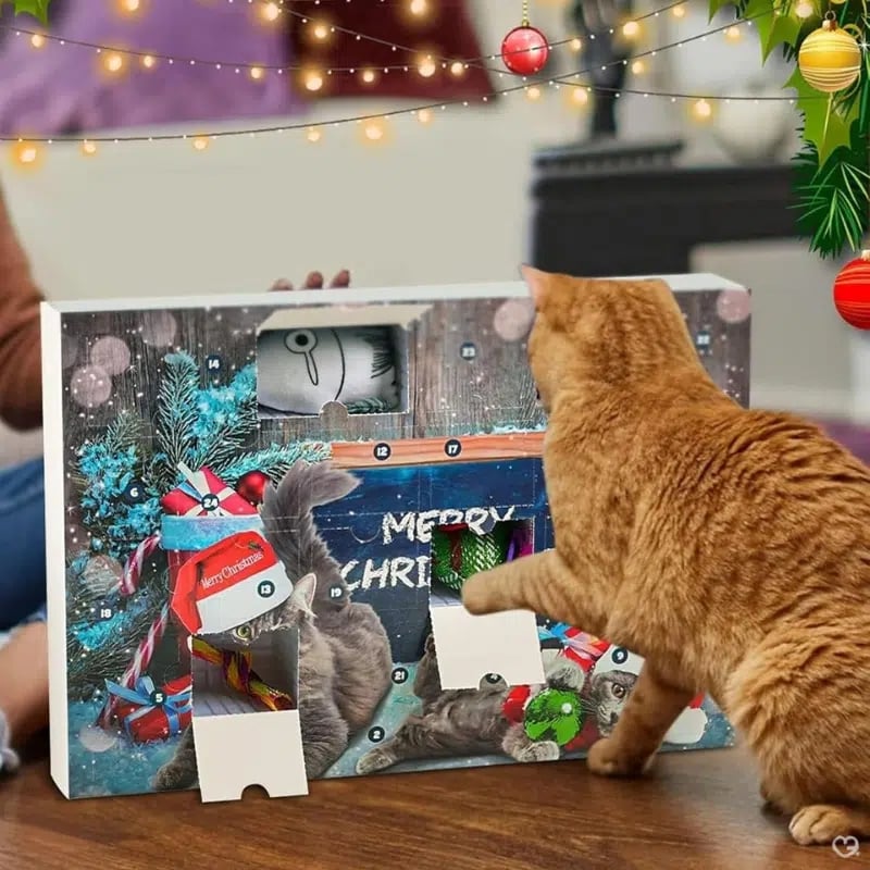 🏆Akció⚡2025-ös adventi naptár sorozat – Karácsonyi visszaszámláló készlet macskatollakkal. 24 napos interaktív játék macskabarátoknak.
