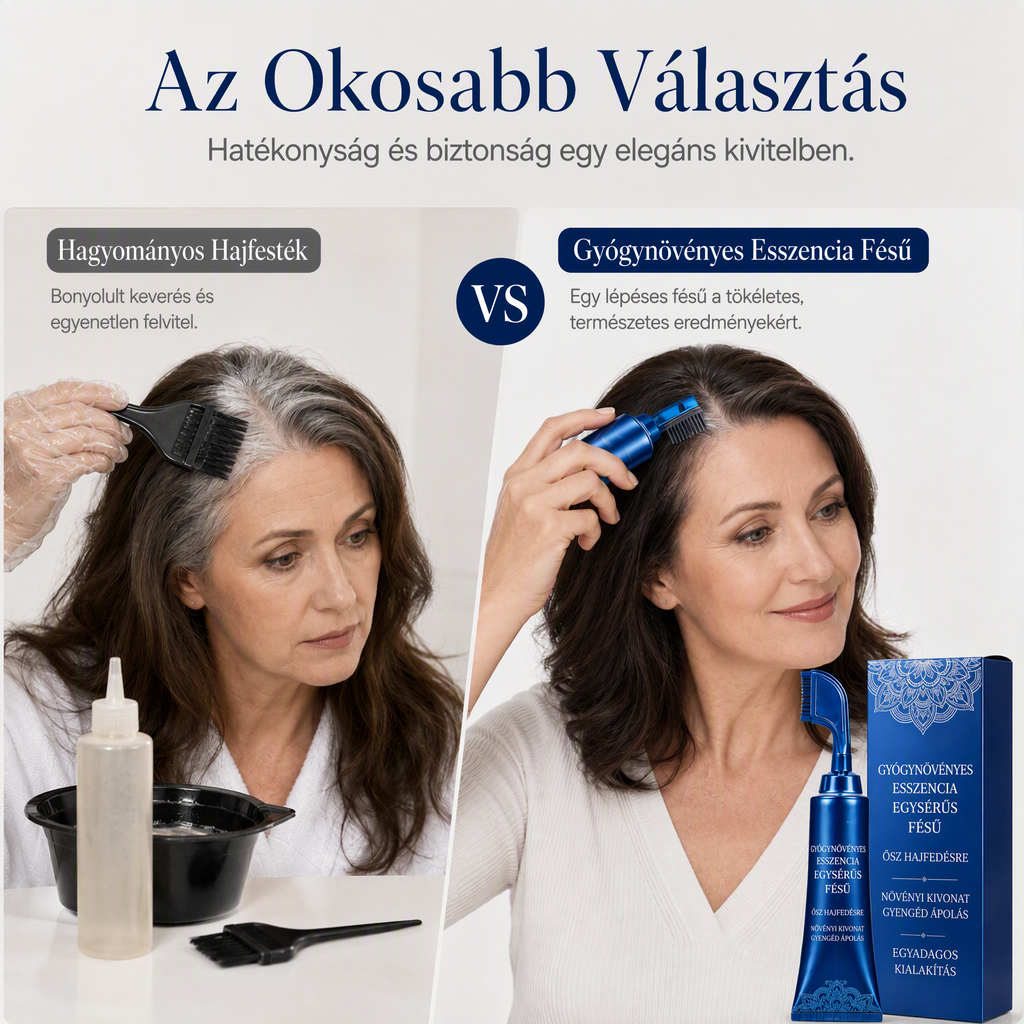 🌿 Növényi alapú fésűs hajfesték – 95%-os ősz hajtakarás, ammóniamentes