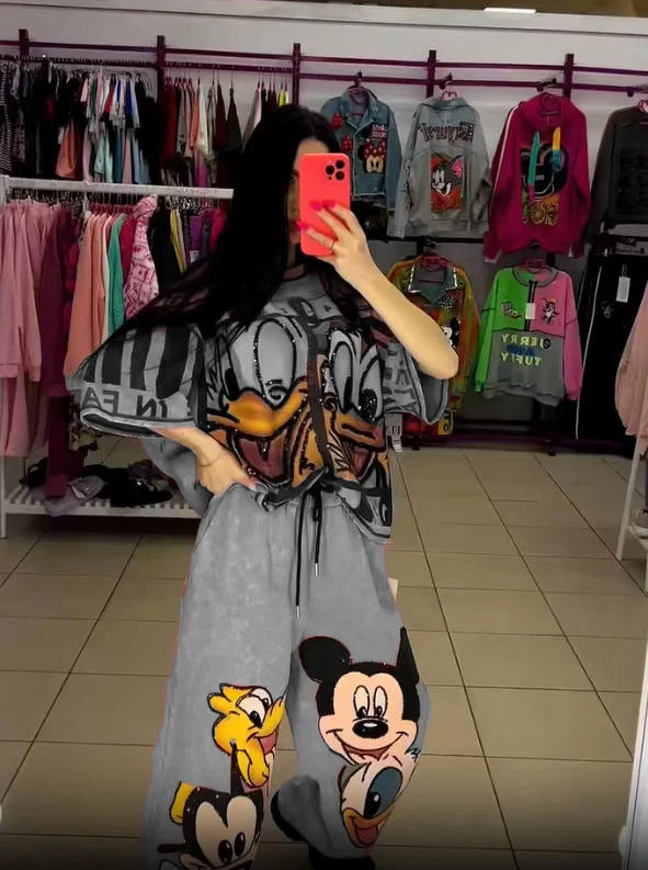 Donald kacsa és Mickey egér témájú felső és nadrág szett