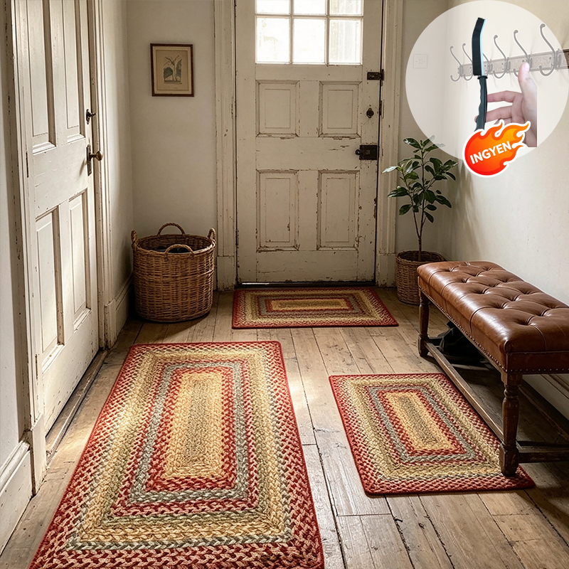 🏠 50% kedvezmény🧵Elegáns szőtt futószőnyeg – Poliészter – Csúszásmentes – Gyorsan nedvszívó 🚪