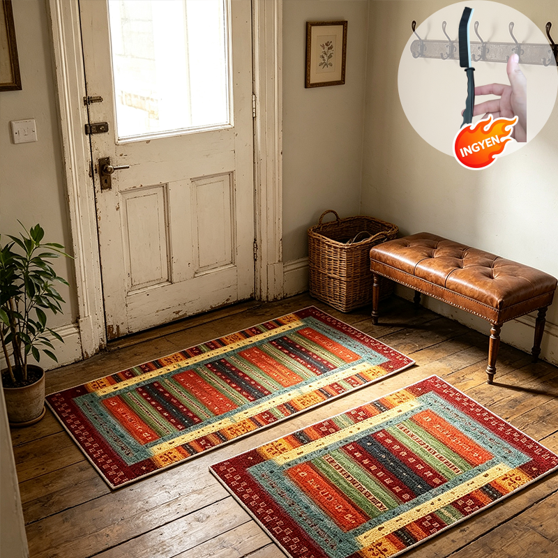 🏠 50% kedvezmény🧵Elegáns szőtt futószőnyeg – Poliészter – Csúszásmentes – Gyorsan nedvszívó 🚪