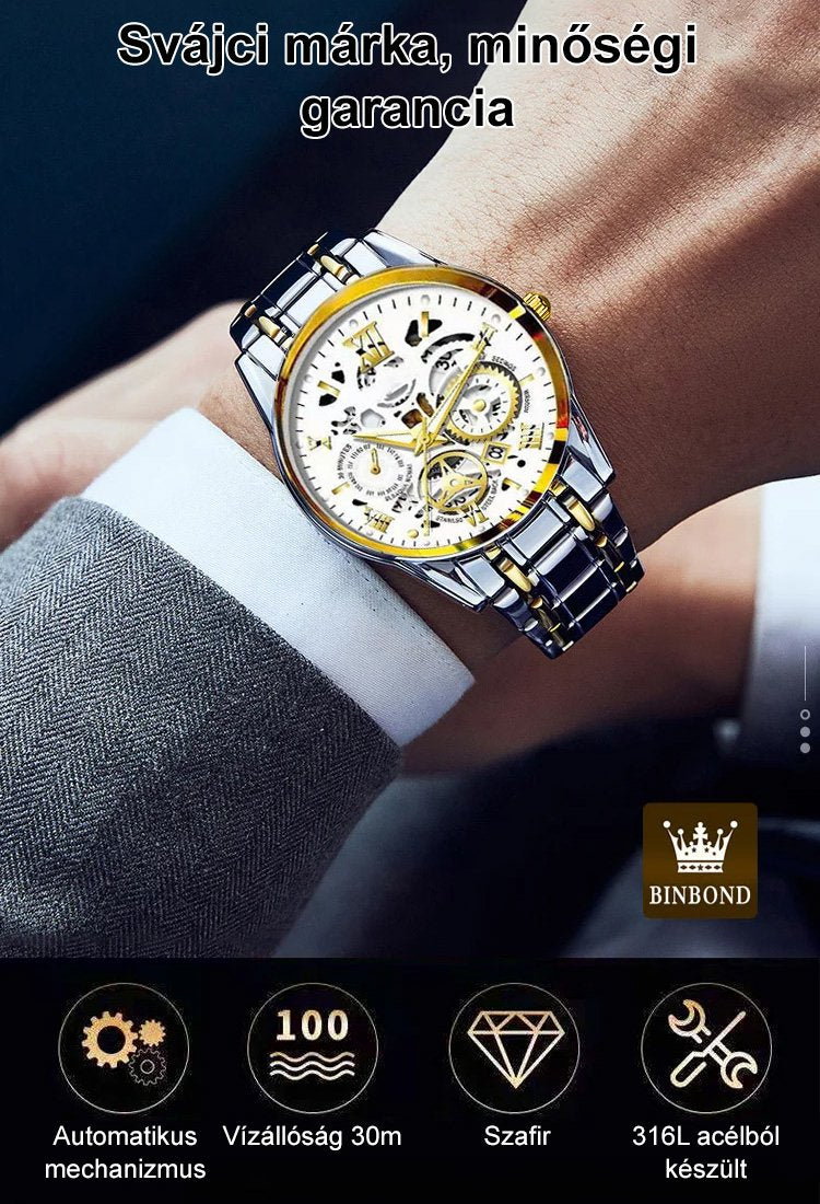 Férfi mechanikus óra automata óraművel