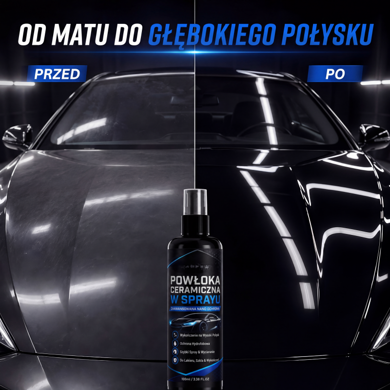🚗✨ Nano-kerámia bevonat spray – Vízlepergető autófesték-védelem és tükörfényes felület