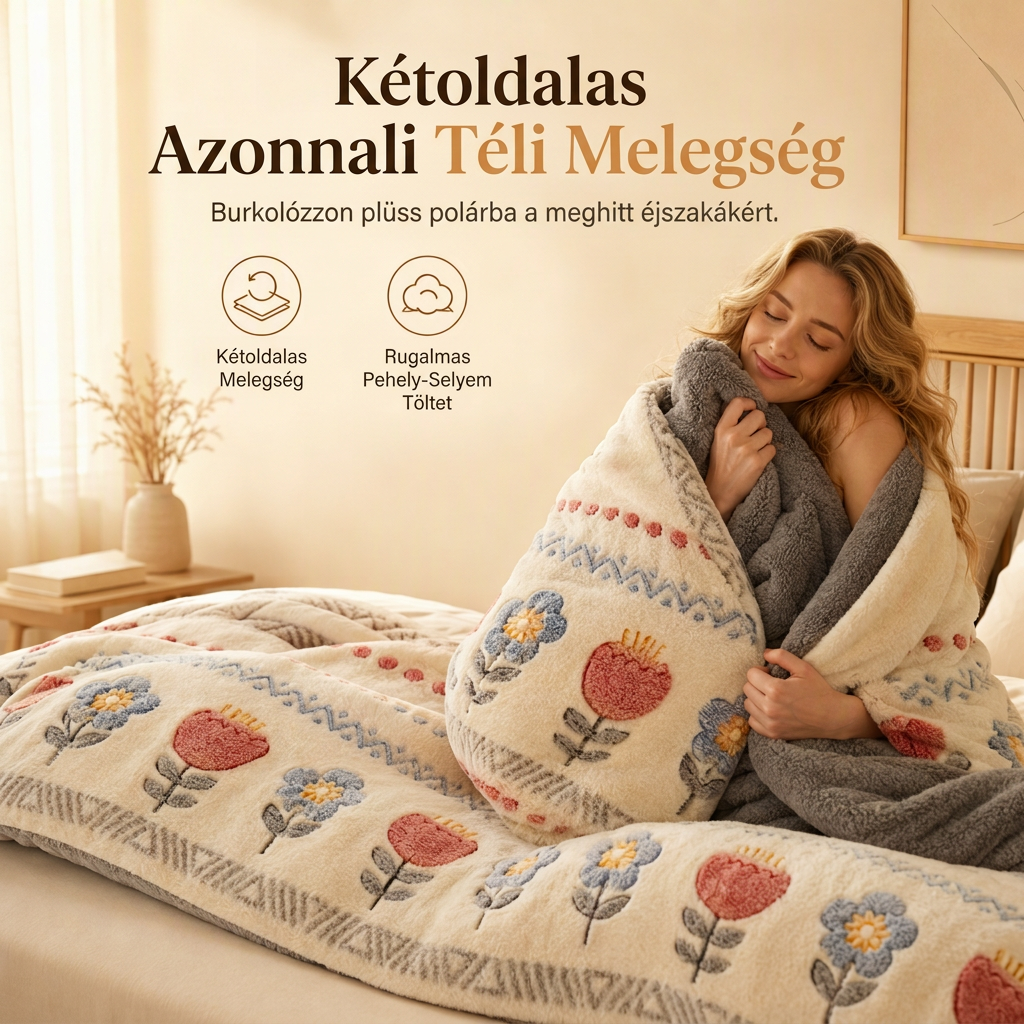🛏️ Double-Sided Sherpa Fleece Comforter – Vastag, meleg téli paplan, puha bársonyos tapintással ❄️