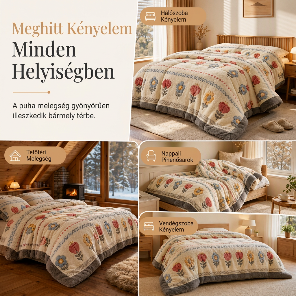 🛏️ Double-Sided Sherpa Fleece Comforter – Vastag, meleg téli paplan, puha bársonyos tapintással ❄️