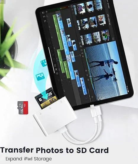 Apple Dual-Interface (USB-C & Lightning) SD/TF Card Reader and USB Adapter