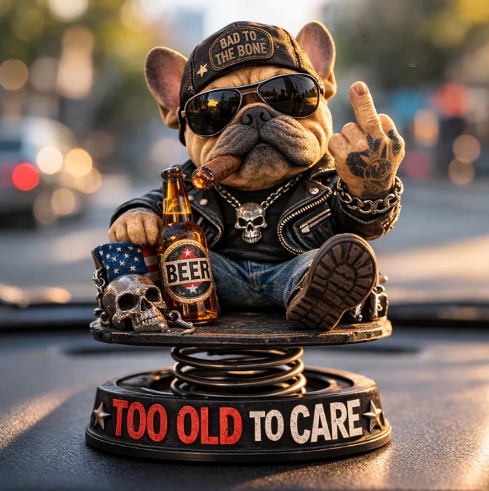 Morcos „Túl öreg ahhoz, hogy törődj vele” bobblehead – Vidám, rugós autó műszerfal dekoráció