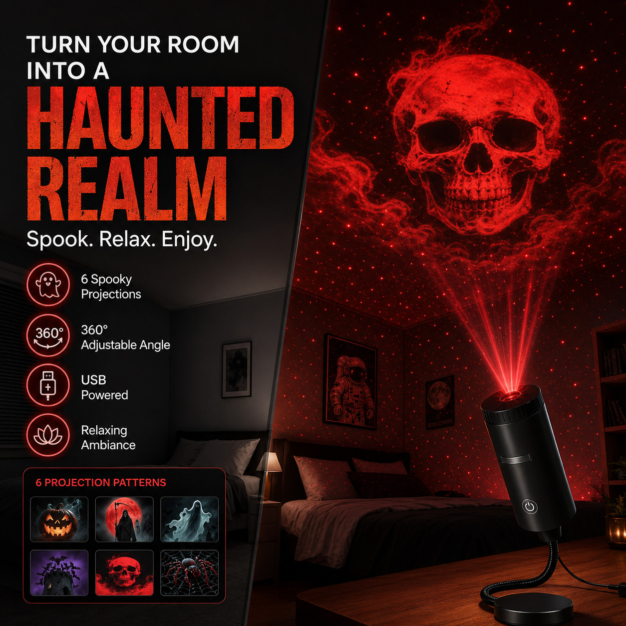 Plug-&-Play HD Csillagprojektor: Halloween 6 lemezes készlet