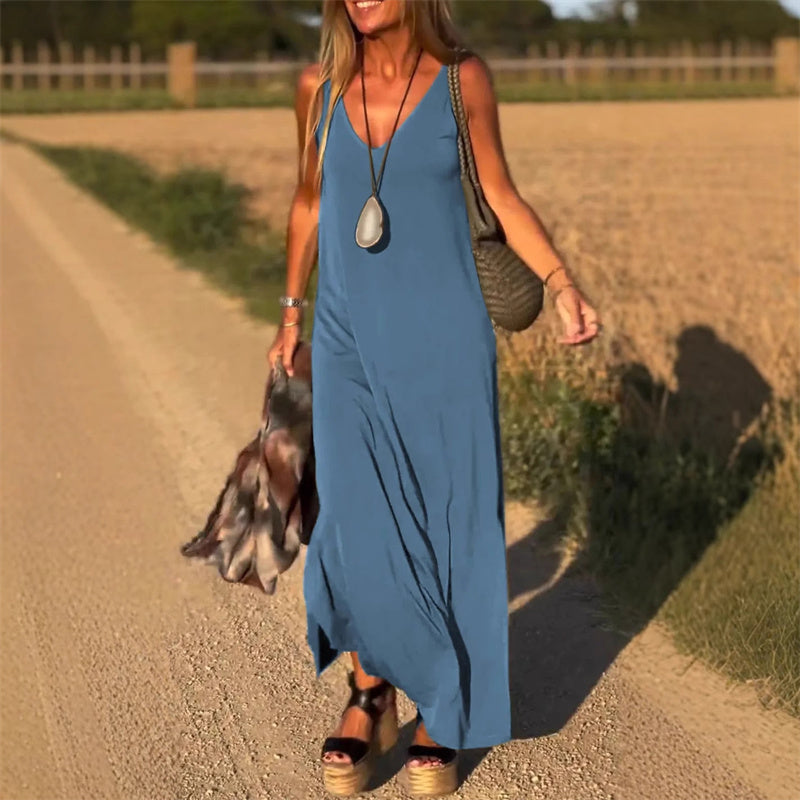 🔥👗Női maxi ruha szív alakú nyakkivágással