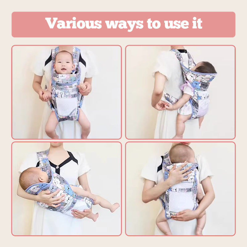 👶Többfunkciós, mellkasra rögzíthető, két vállpántos babahordozó