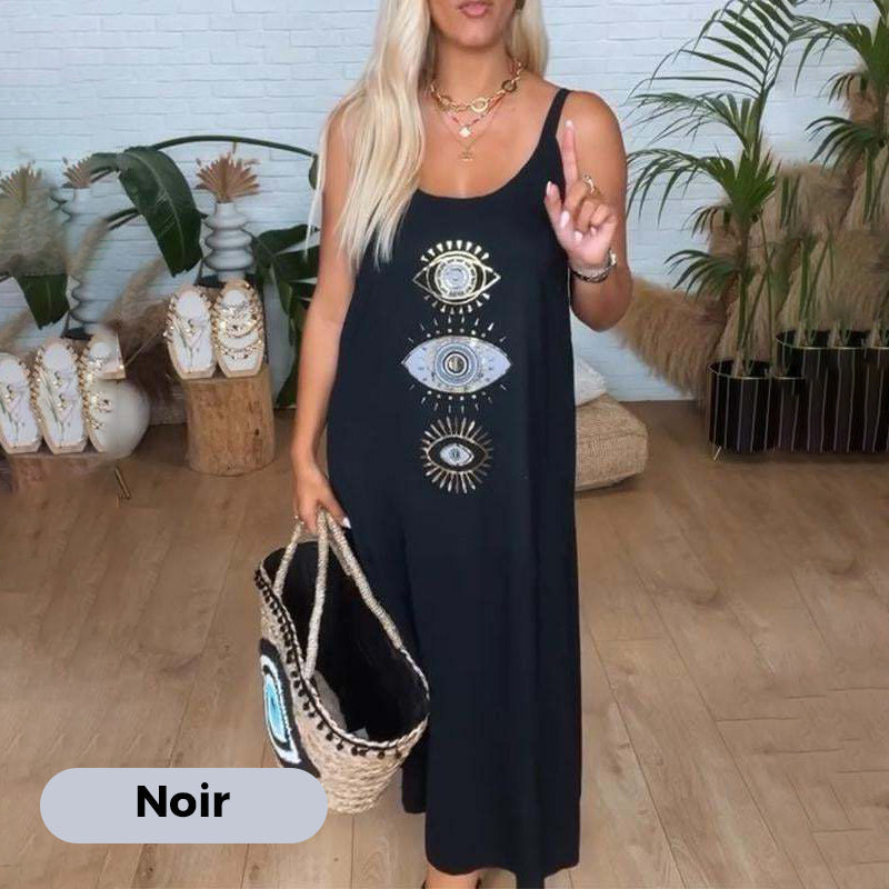 🔥Női hosszú ujjú ruha szemmintával👗