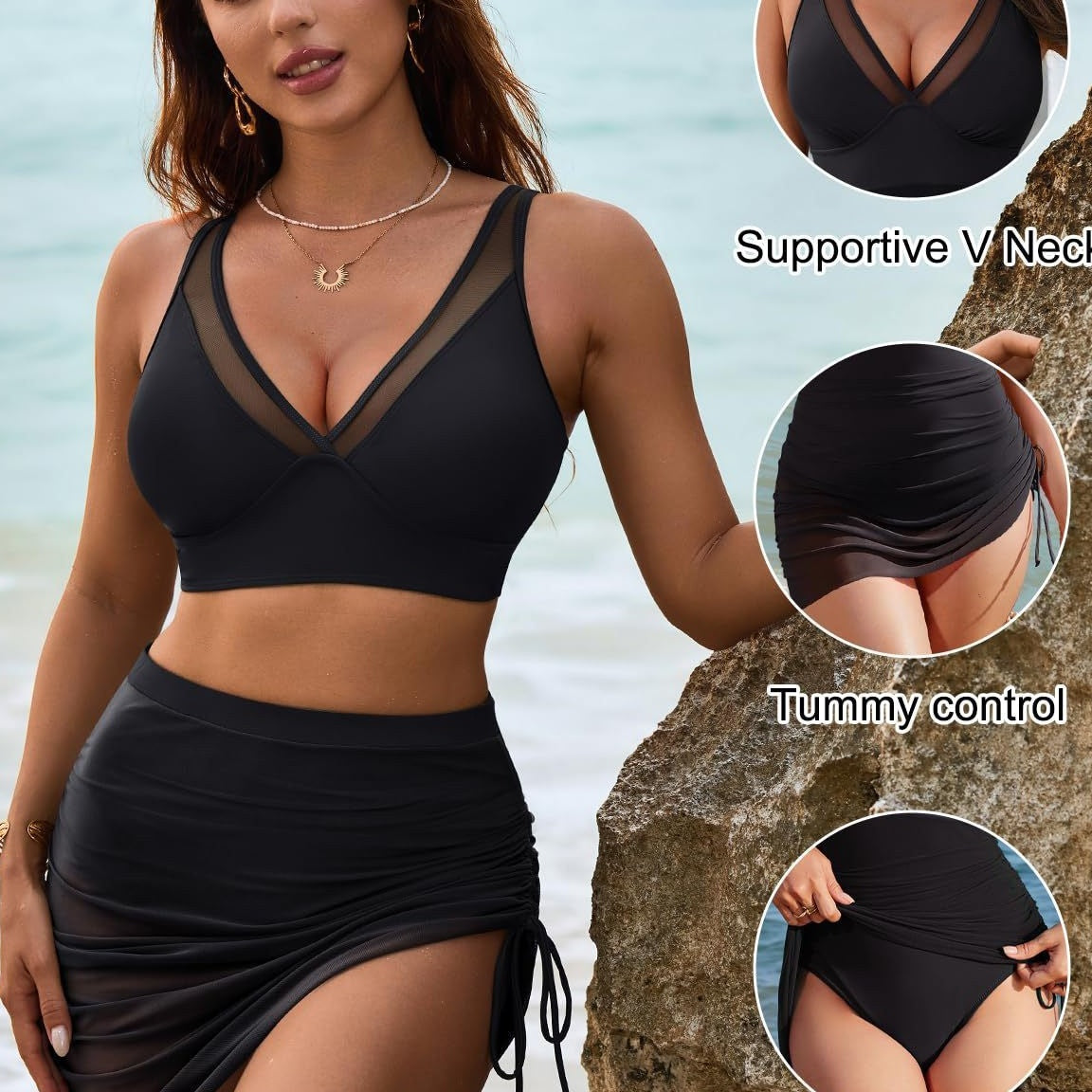 👙Magas derekú hálós bikiniszett