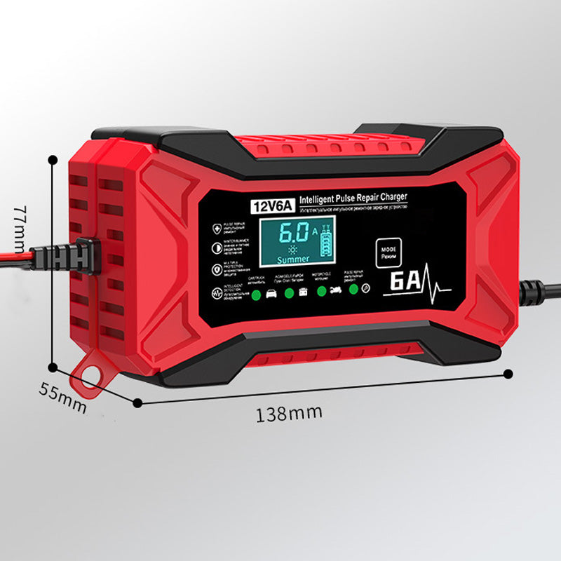 🔥 Intelligens akkumulátortöltő autóhoz és motorkerékpárhoz-220 V – EU-csatlakozó 🚗⚡