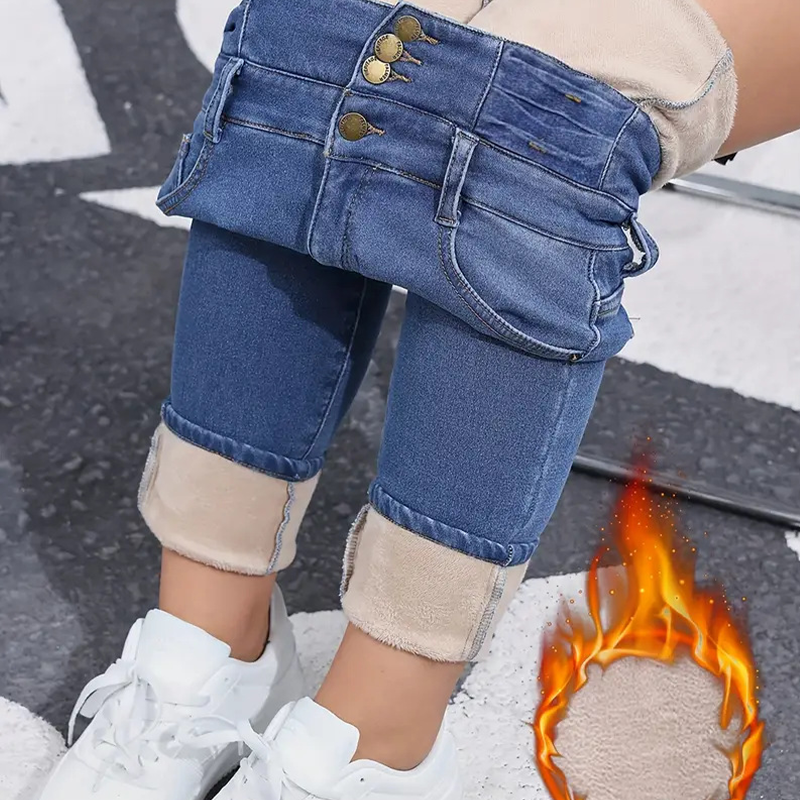 👖Meleg és kényelmes női farmernadrág polár béléssel