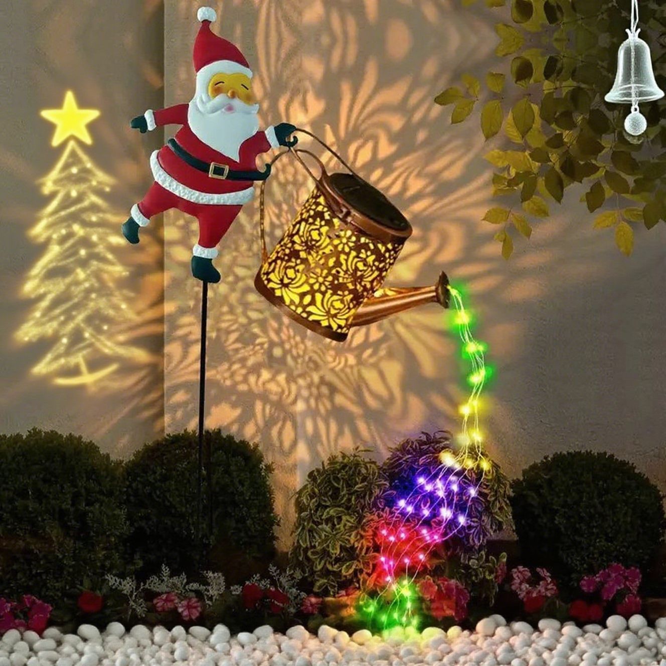 🎅 Mikulás napelemes lámpa - Varázslatos fény tölti be kertedet ünnepi ragyogással. ✨