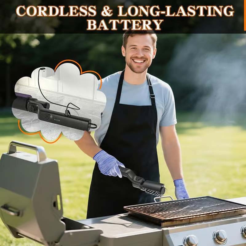 🧼 Vezeték Nélküli Elektromos BBQ Grill Kefe Tisztító 🔥🍖 | Erős forgófej, 3 sebességfokozat – újratölthető, vízálló kivitel ⚡