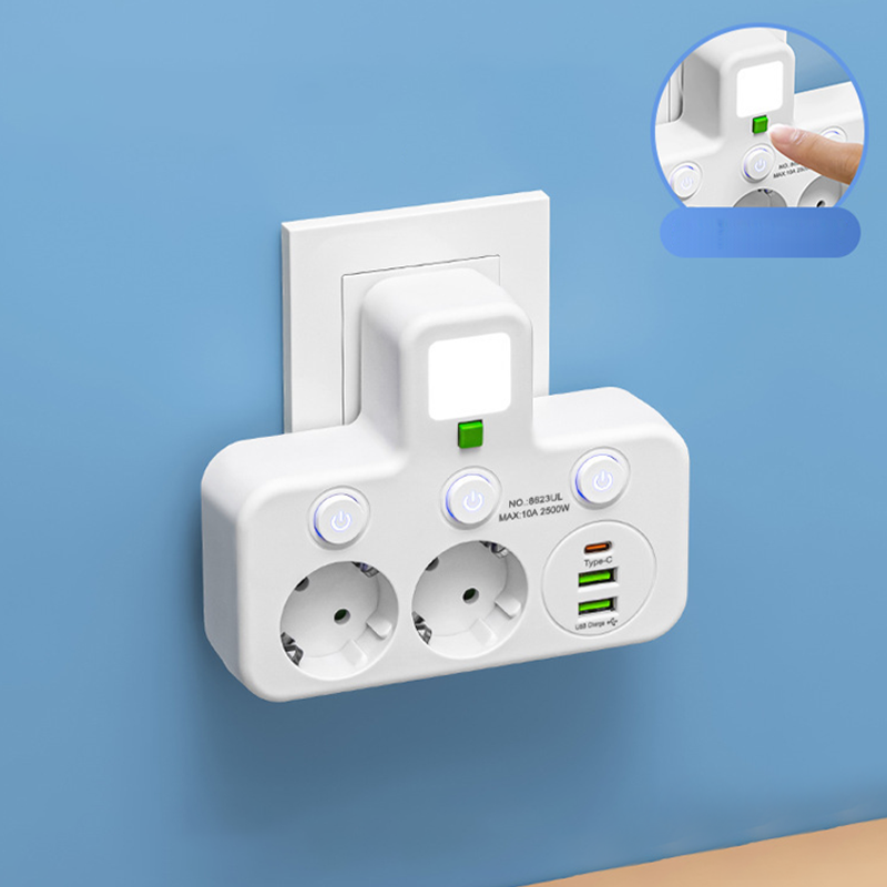 ⚡Okos tápkábeles kiegészítő USB-portokkal (EU dugó)
