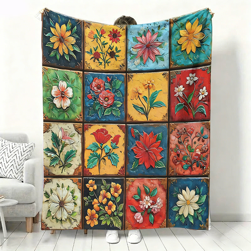 🌼 Kényelmes és puha flanel takaró virágmintával 🛋️💐
