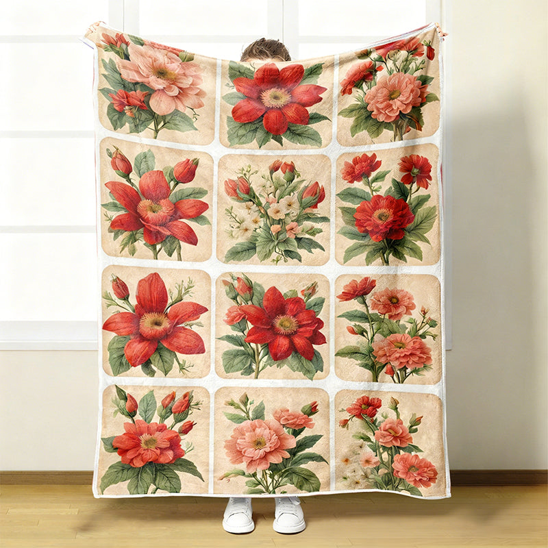 🌼 Kényelmes és puha flanel takaró virágmintával 🛋️💐