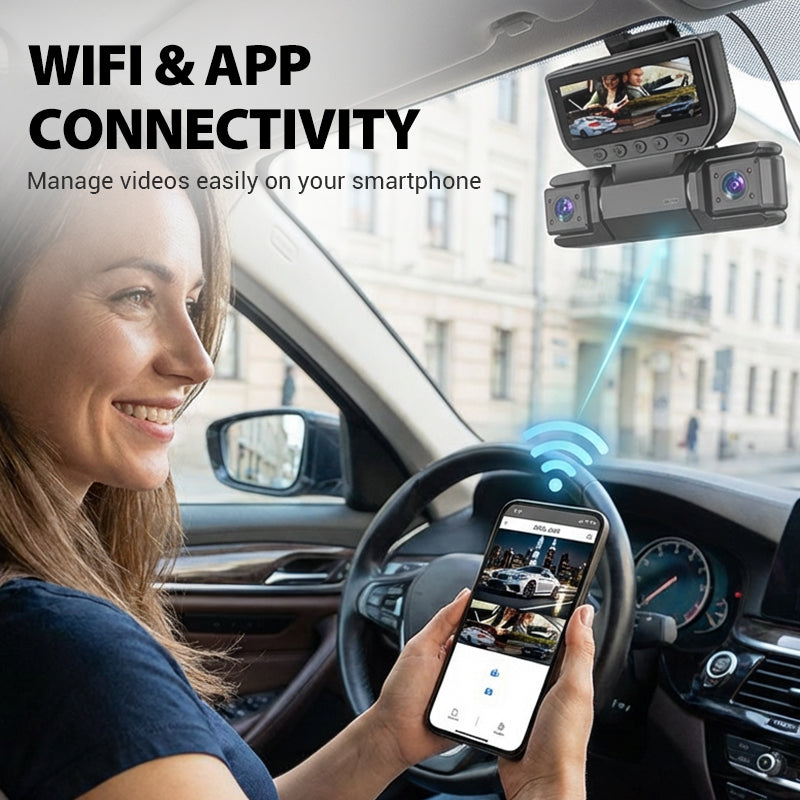 🚗 Négycsatornás fedélzeti kamera WiFi-kapcsolattal és éjjellátó funkcióval📹