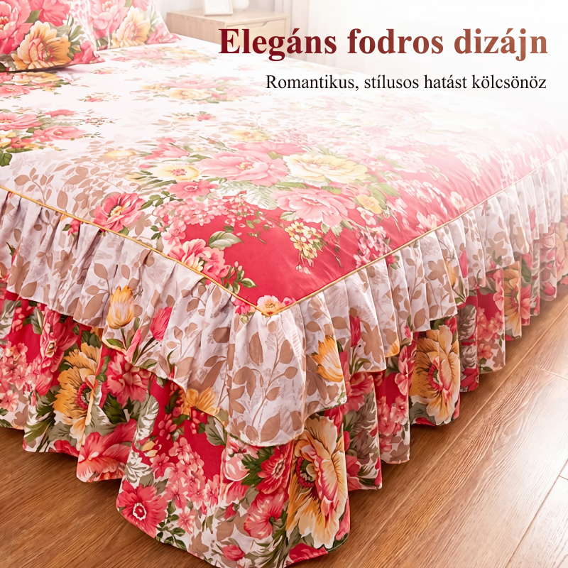 🌸 3 darabos virágmintás, fodros ágyszoknya-szett