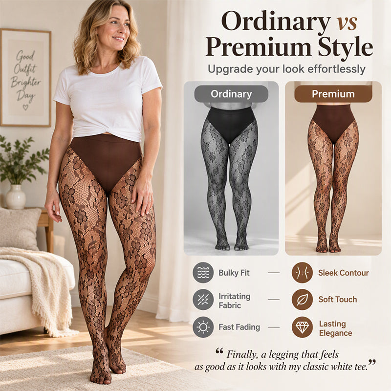 👠 Női magas derekú alakformáló csipke hálóharisnya – Elegáns, formáló, kényelmes ✨