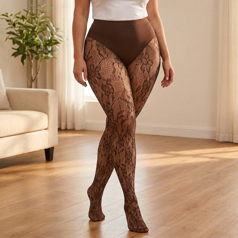 👠 Női magas derekú alakformáló csipke hálóharisnya – Elegáns, formáló, kényelmes ✨